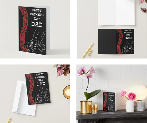 Father’s Day Card | Māori & English | Black, Red & White
