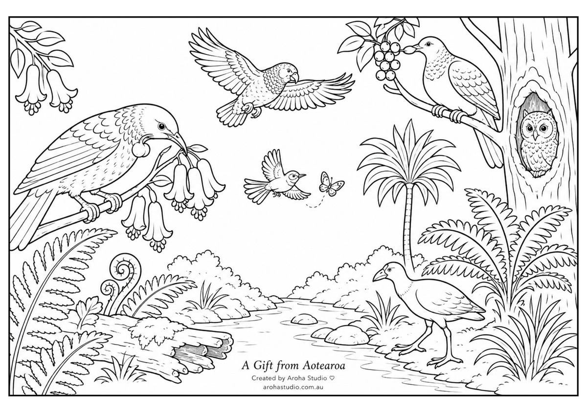 A Gift from Aotearoa  | Complimentary Colouring Page